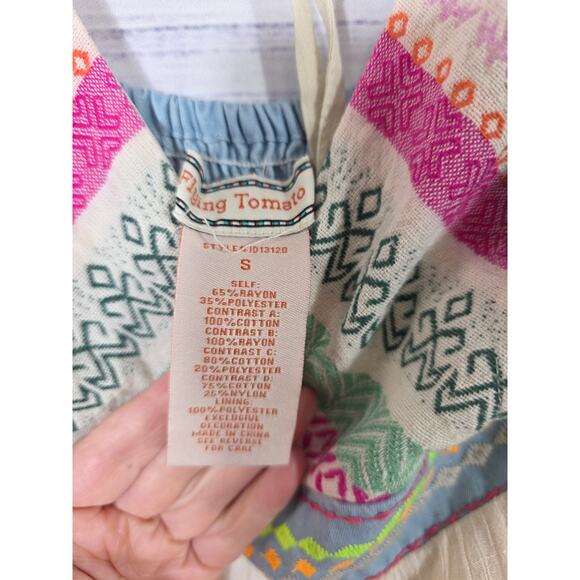 Flying Tomatoe Maxi Dress Open Back Embroidered Patchwork Boho Size S - Picture 5 of 6